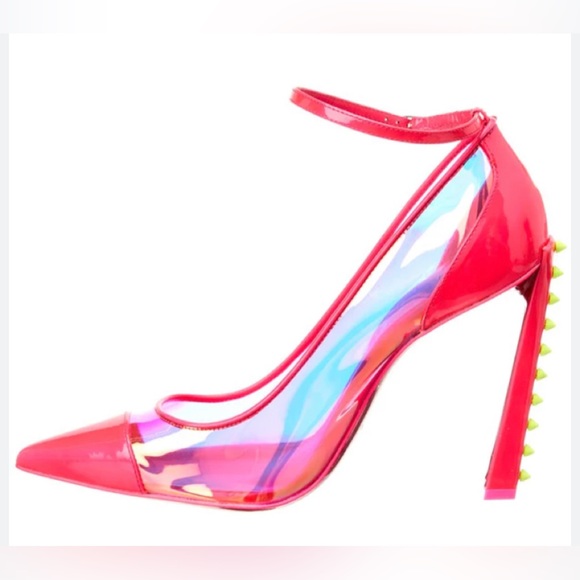 Christian Louboutin Shoes - Christian Louboutin debout condorapik pink fluo neon yellow spike pump sz 39